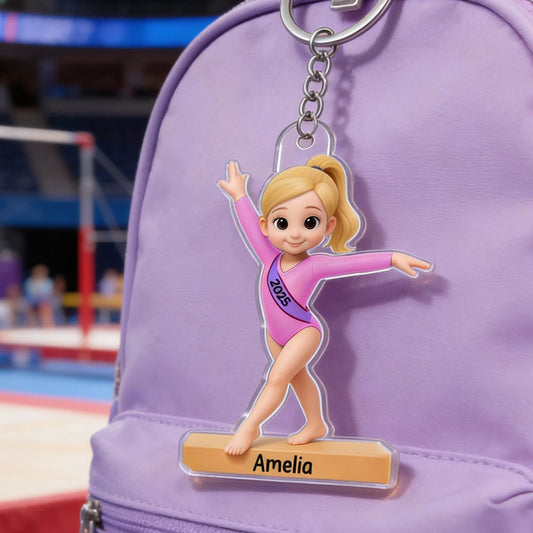 Personalized Gymnast Keychain for Kids - Custom Name and Year Keychain MagicInPrints