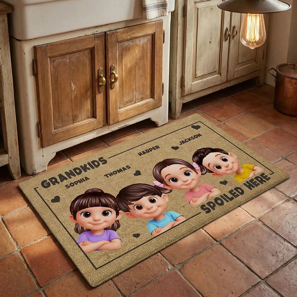 Personalized Grandkids Doormat for Grandparents - Cute Cartoon Design Doormat MagicInPrints