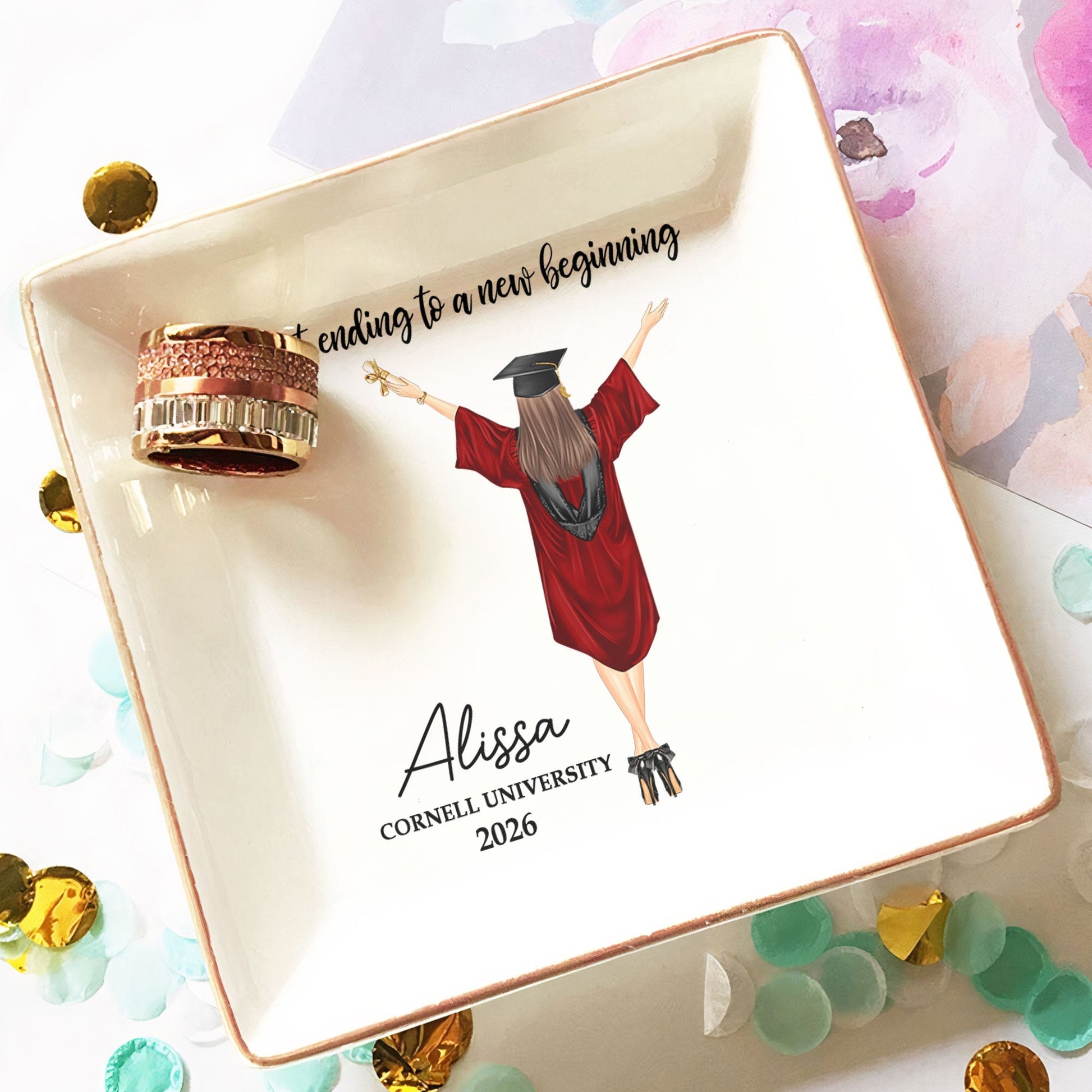 Personalized Graduation Jewelry Dish for Her - Class of 2026 Keepsake Jewelry MagicInPrints