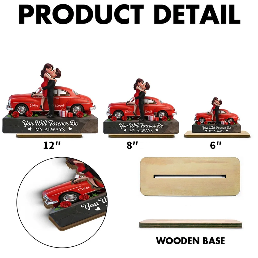 Personalized Romantic Couple Figurine with Car - Anniversary Gift Plaque MagicInPrints