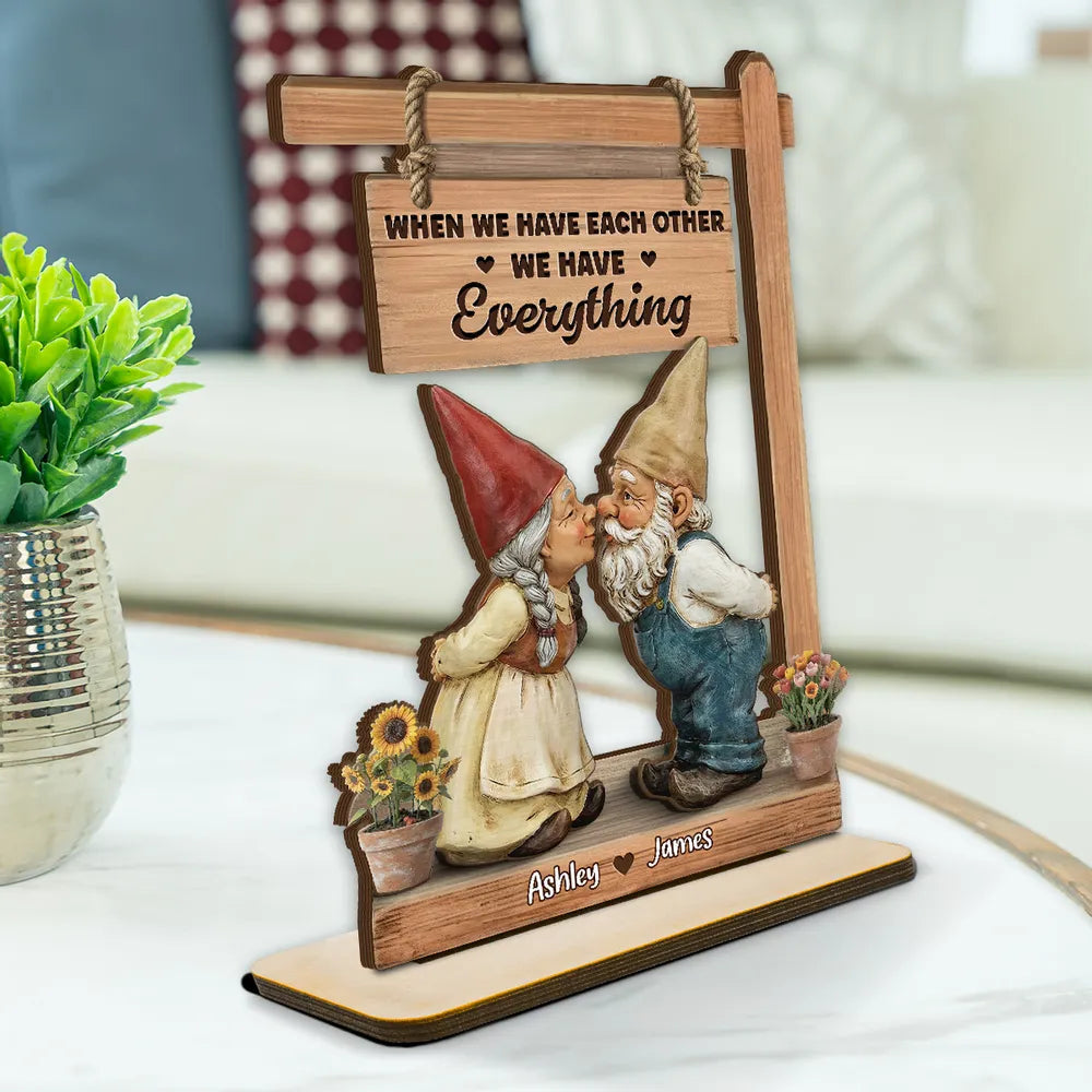 Personalized Gnome Couple Figurine for Couples - Romantic Home Decor Plaque MagicInPrints