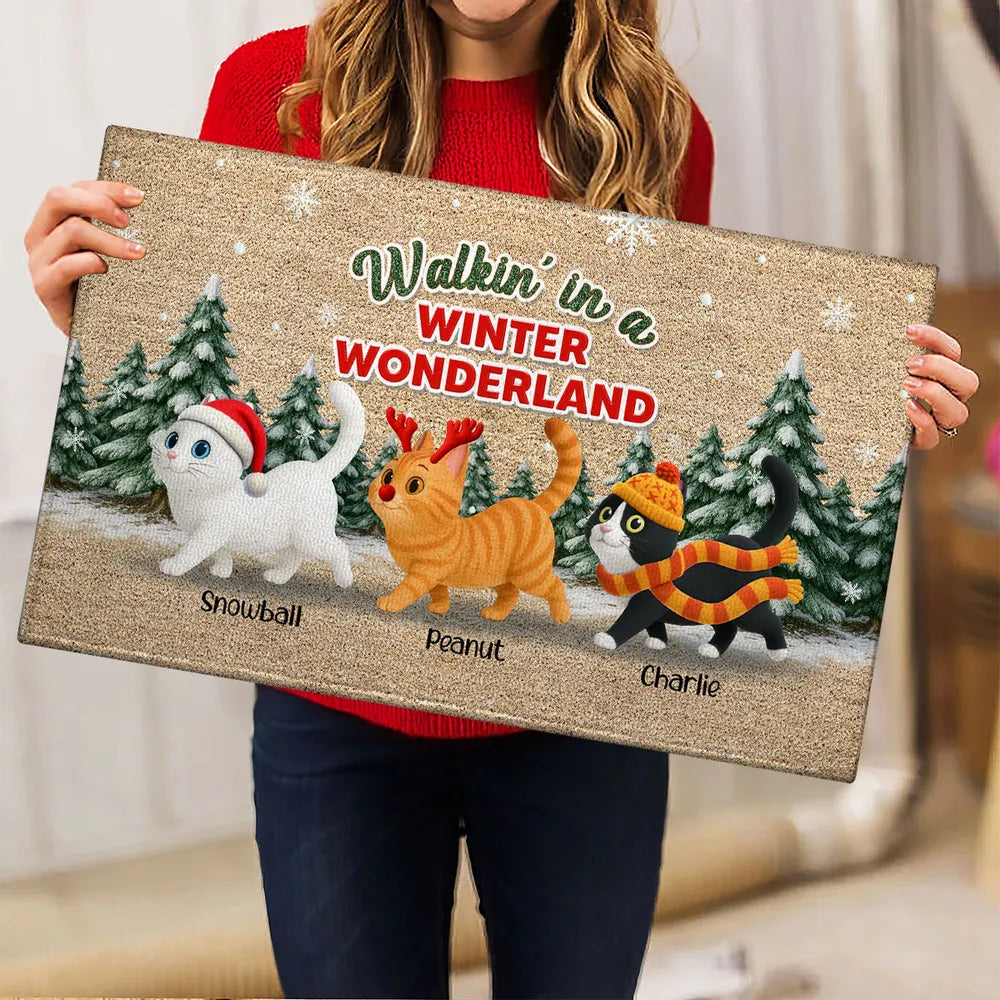 Personalized Christmas Cat Doormat for Pet Lovers - Festive Holiday Decor Doormat MagicInPrints