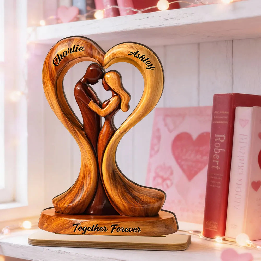 Personalized Wooden Couple Sculpture for Couples - Romantic Gift for Anniversary Plaque MagicInPrints