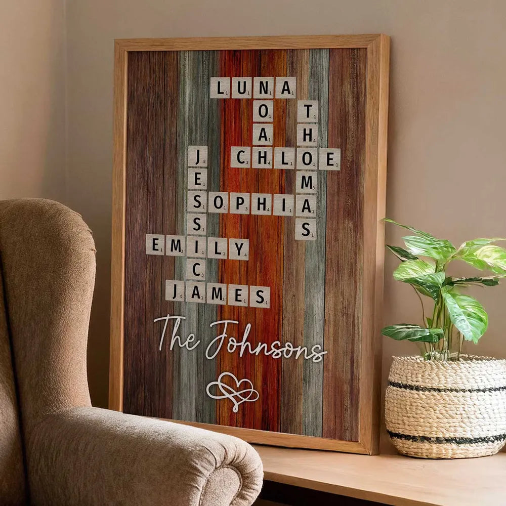 Personalized Family Name Crossword Canvas Wall Art - Home Decor Gift Poster or Canvas MagicInPrints