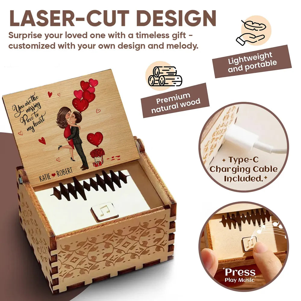 Personalized Wooden Music Box for Couples with Romantic Design - Anniversary Gift Plaque MagicInPrints