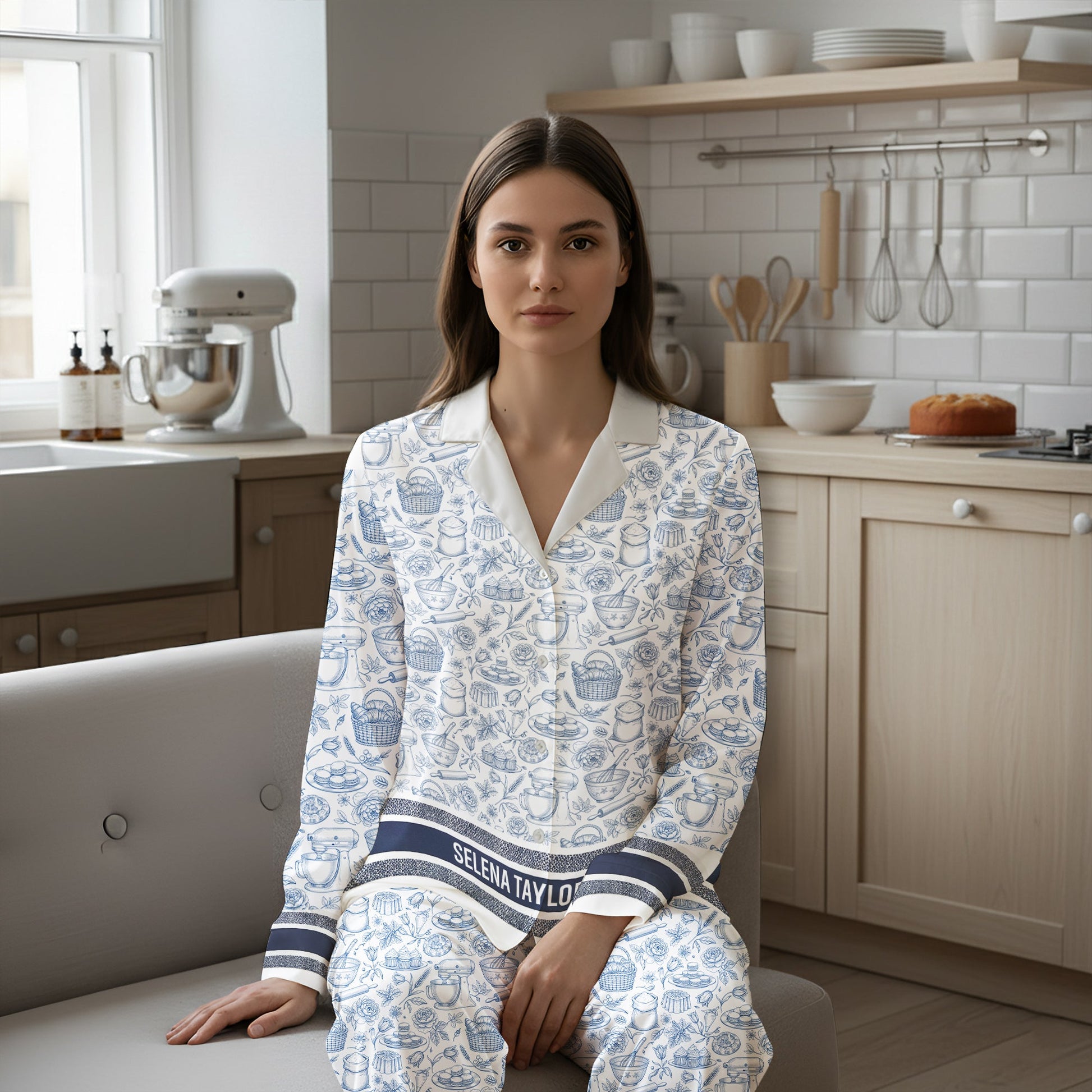 Bakers At Rest - Personalized Button Up Pajama Set for Culinary Lovers Pajama Set MagicInPrints