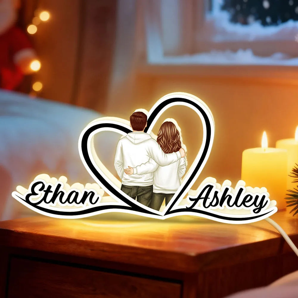 Custom LED Night Light for Couples with Names - Romantic Home Decor Gift Plaque MagicInPrints