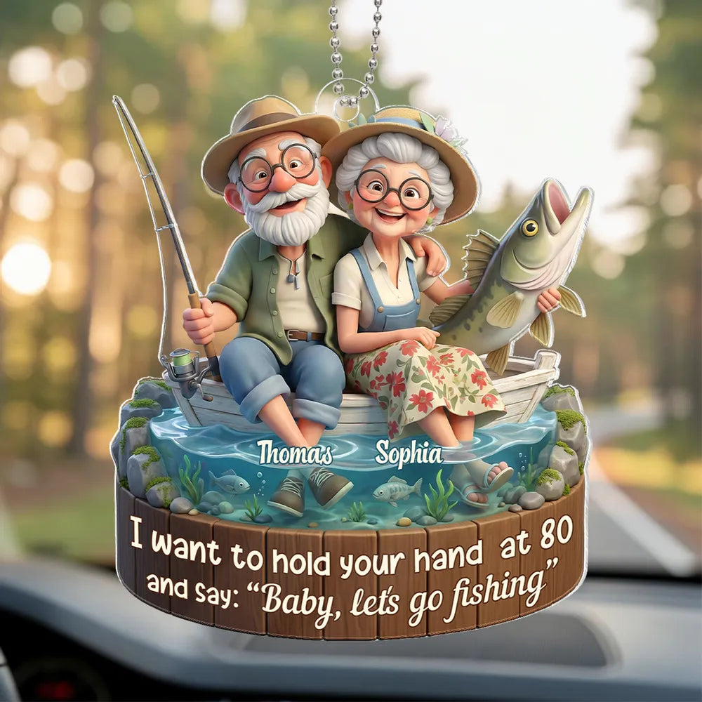 Personalized Fishing Couple Car Ornament for Seniors - Romantic Keepsake Gift Ornament MagicInPrints