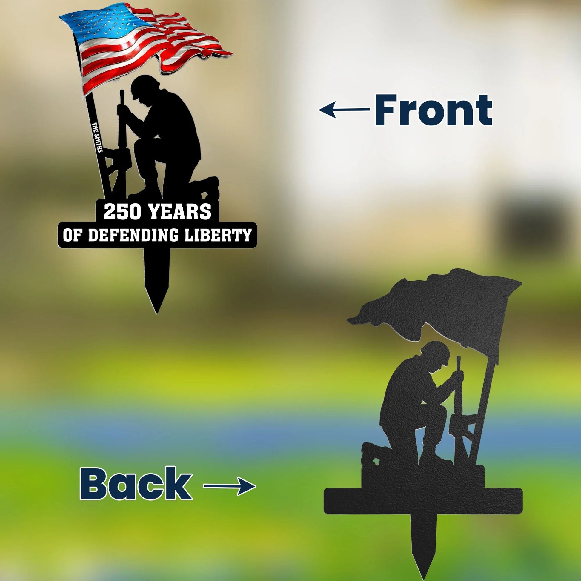 Personalized Patriotic Yard Sign for Veterans - 250 Years of Defending Liberty Sign MagicInPrints