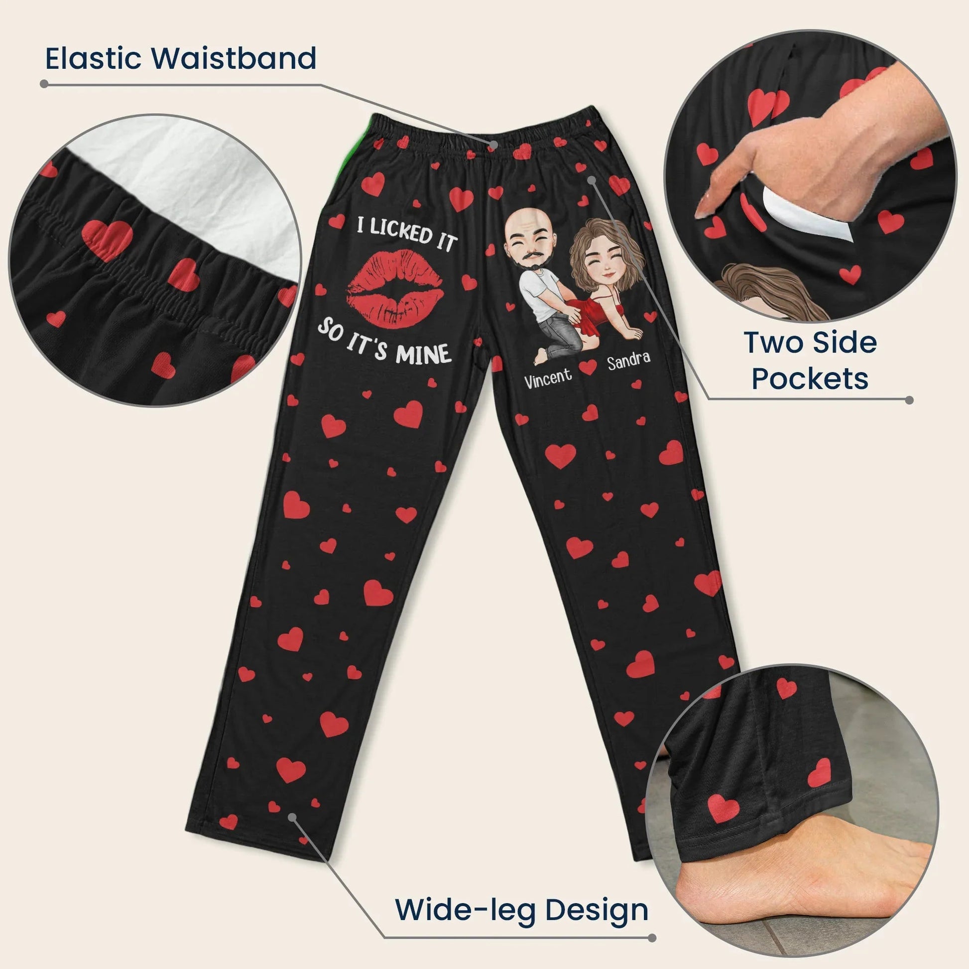 Personalized Cartoon Couple Pajama Pants for Couples - Romantic Gift Pants MagicInPrints