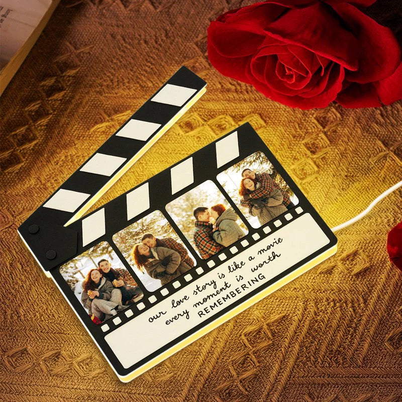 Personalized Photo Frame for Couples - Movie Clapper Design - Perfect for Christmas or Anniversary Plaque MagicInPrints