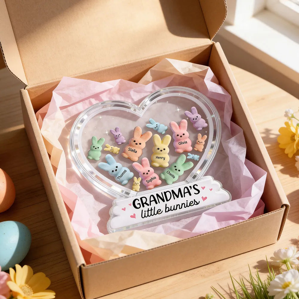 Personalized Heart-Shaped Bunny Keepsake for Grandma - Family Gift Plaque MagicInPrints