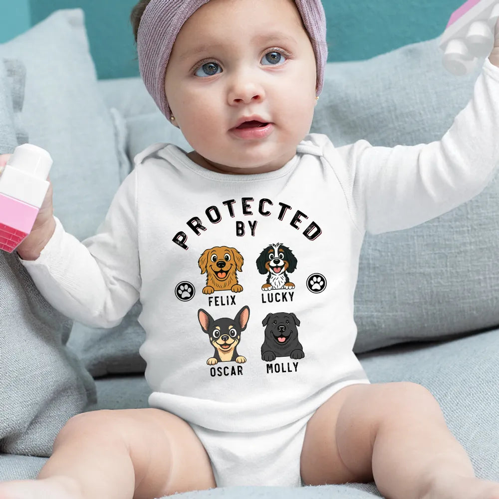 Custom Baby Onesie for Dog Lovers - Protected by Charlie Design Cloth MagicInPrints
