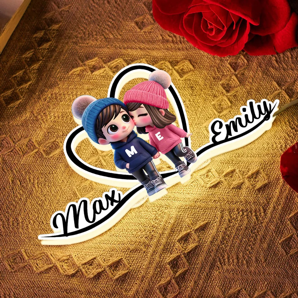 Personalized Couple Figurine LED Lamp for Romantic Home Decor - Perfect Valentine's Gift Plaque MagicInPrints
