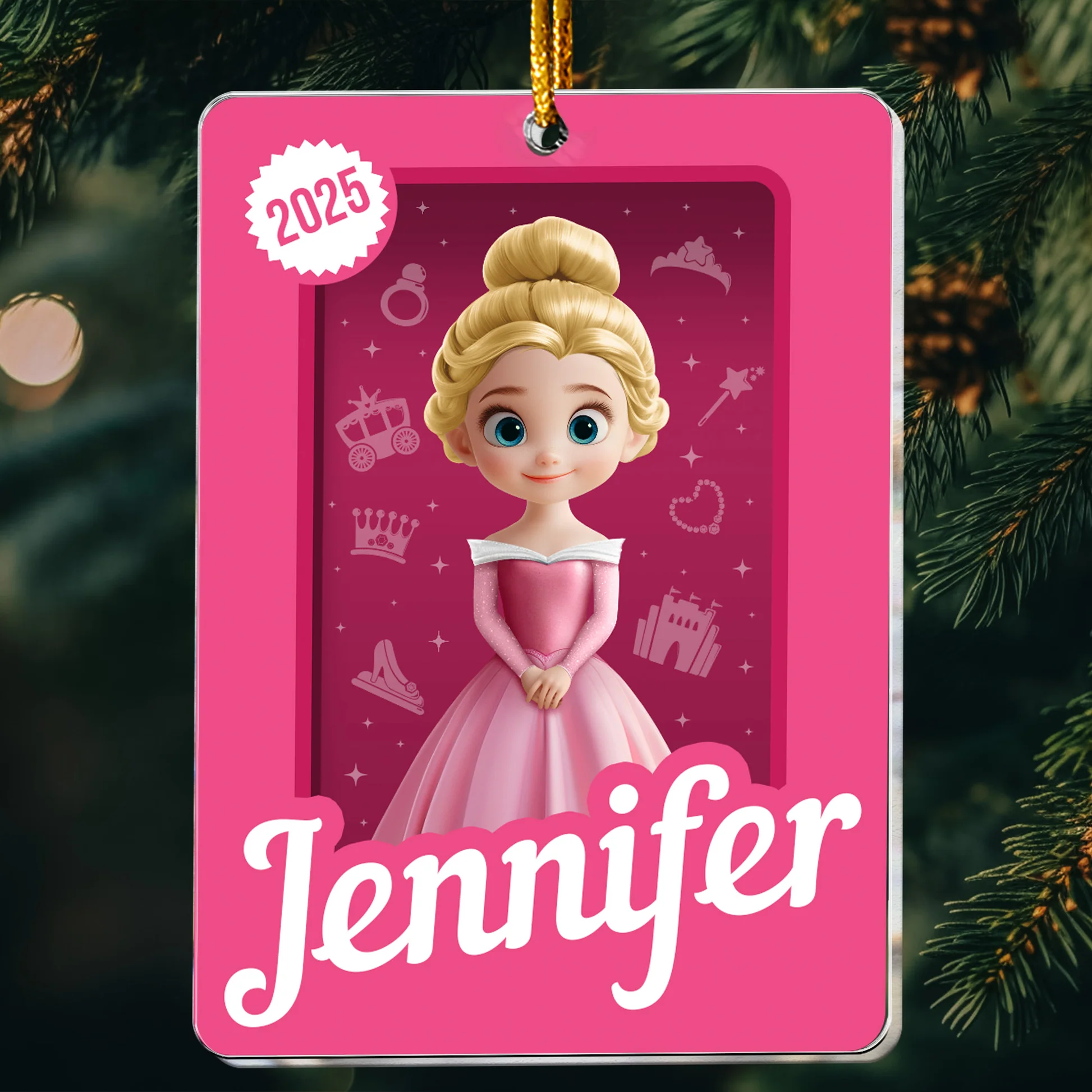 Personalized Princess Christmas Ornament for Kids - Custom Name 2025 Ornament MagicInPrints