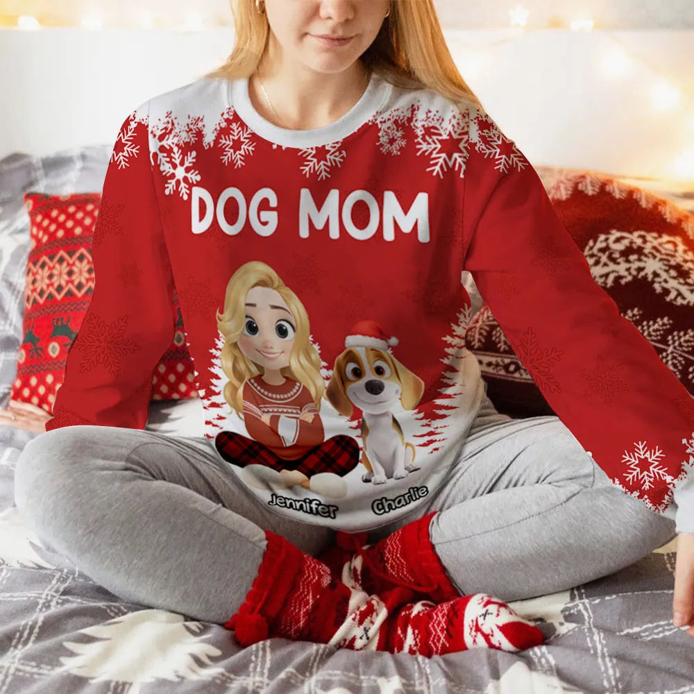 Personalized Dog Mom Christmas Sweater for Women - Festive Holiday Gift Cloth MagicInPrints