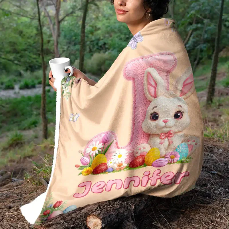 Personalized Easter Bunny Blanket for Kids - Soft Plush with Name Customization Blanket MagicInPrints
