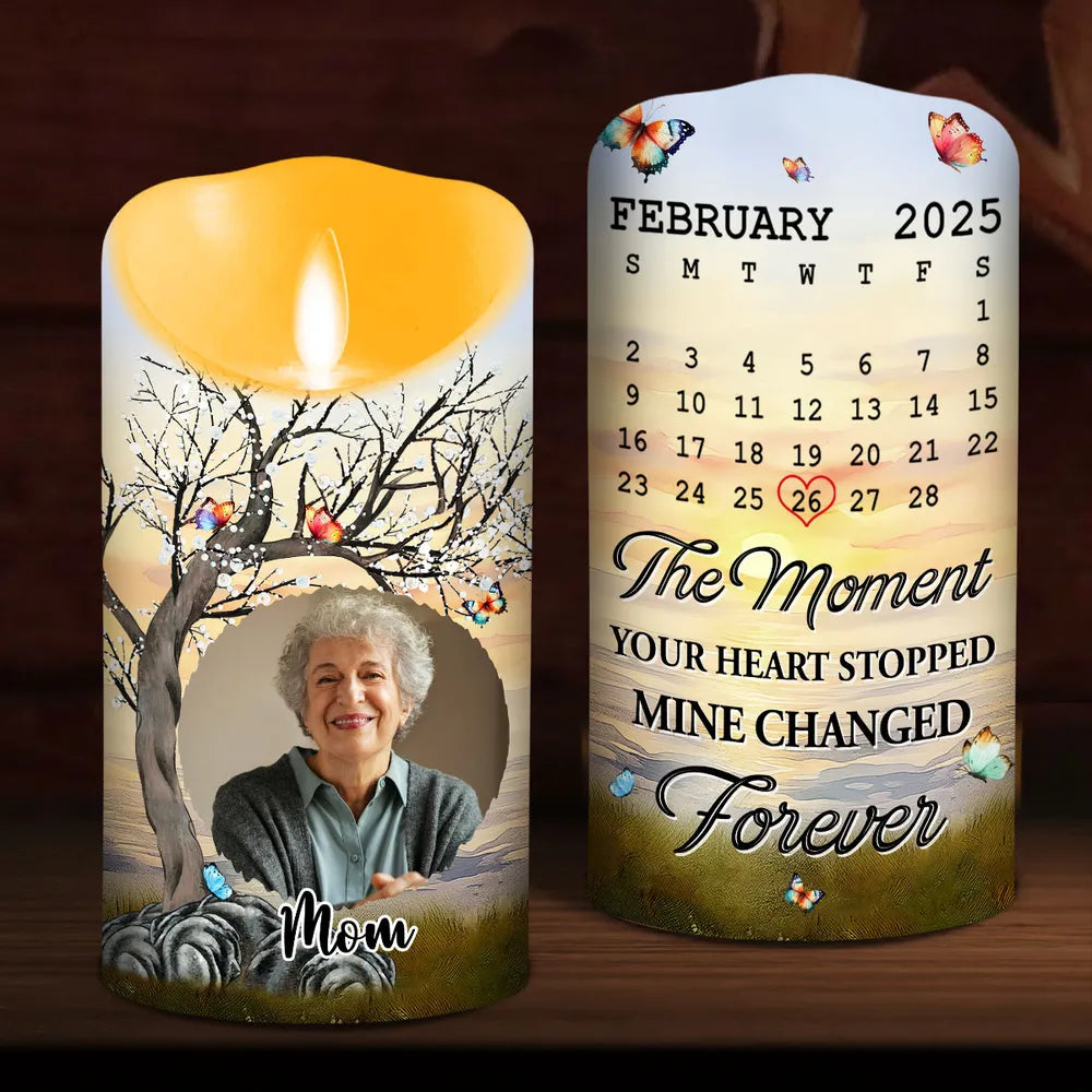 Personalized Memorial Candle for Mom with Photo and Date - Sentimental Keepsake Lamp MagicInPrints