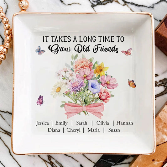 Personalized Friendship Jewelry Dish for Women with Floral Design - Perfect Gift for Friends Jewelry MagicInPrints