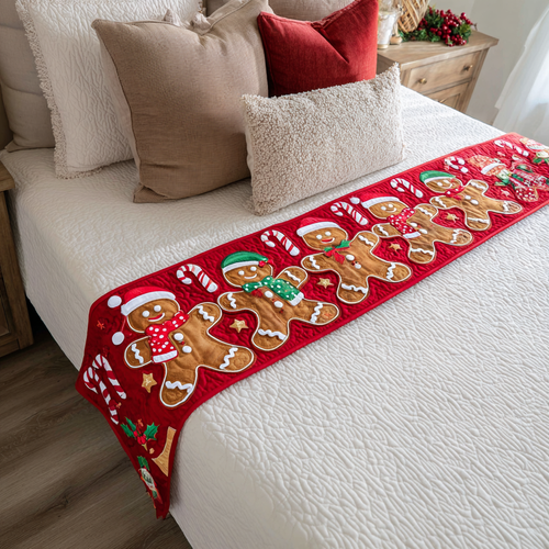 Warm Holiday Vibes – Personalized Quilted Bed Runner – Gift for Home Decor Enthusiasts Quilted Bed Runner MagicInPrints
