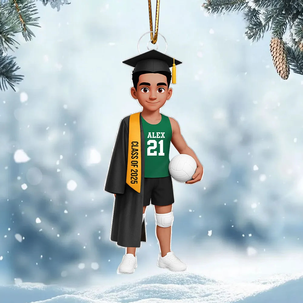 Personalized Graduation Volleyball Player Ornament for Class of 2025 - Perfect for Graduates Ornament MagicInPrints