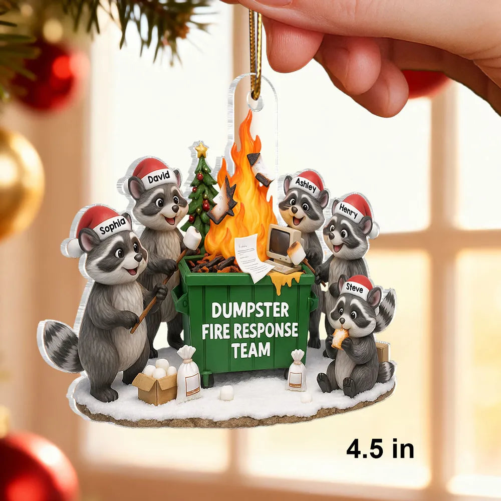 Personalized Raccoon Dumpster Fire Ornament Family Humor Christmas Decor - Holiday Gift Ornament MagicInPrints