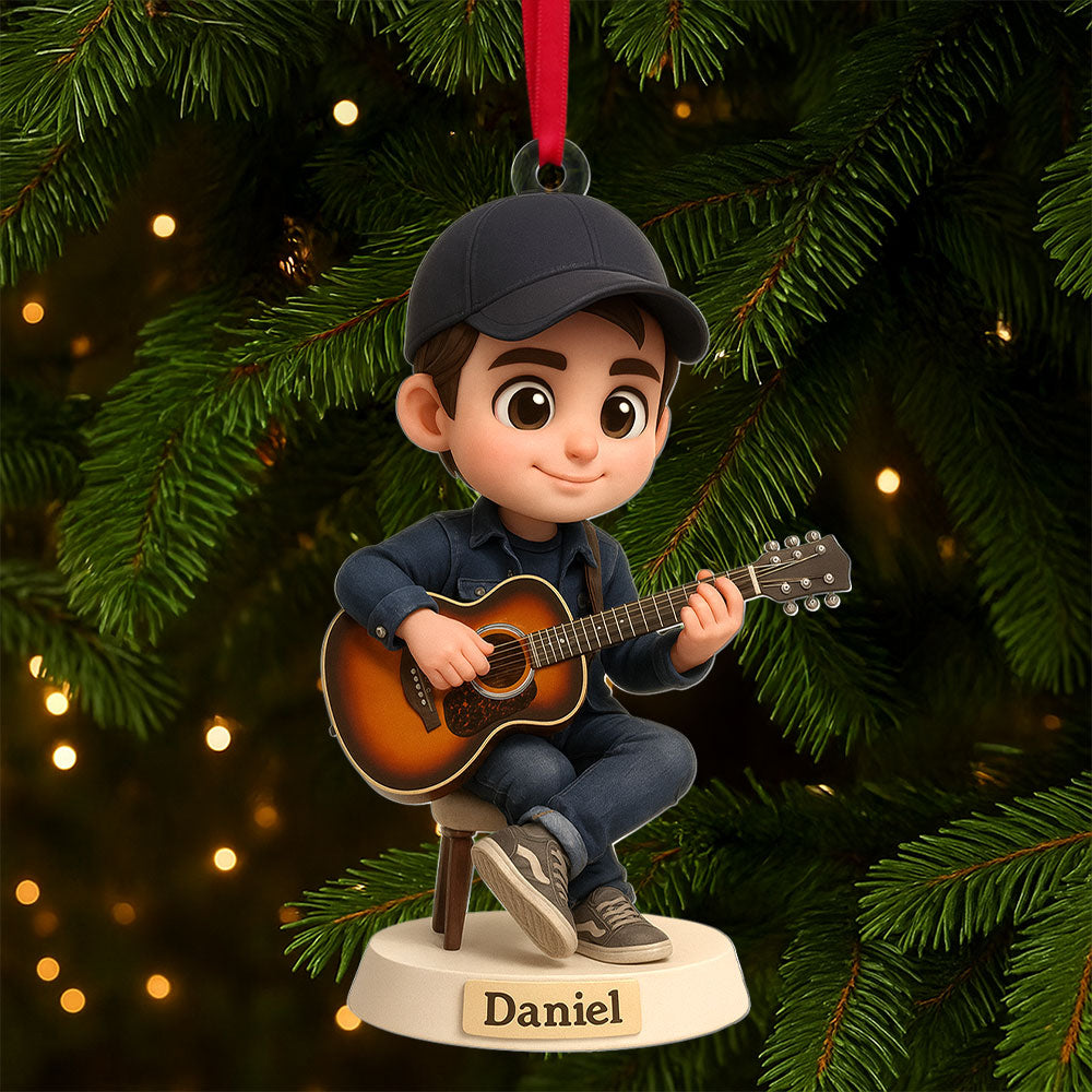"Strum Your Heartstrings!" - Custom Guitarist Ornament - Personalized Gifts for Music Lovers Ornament PopCulturePrints