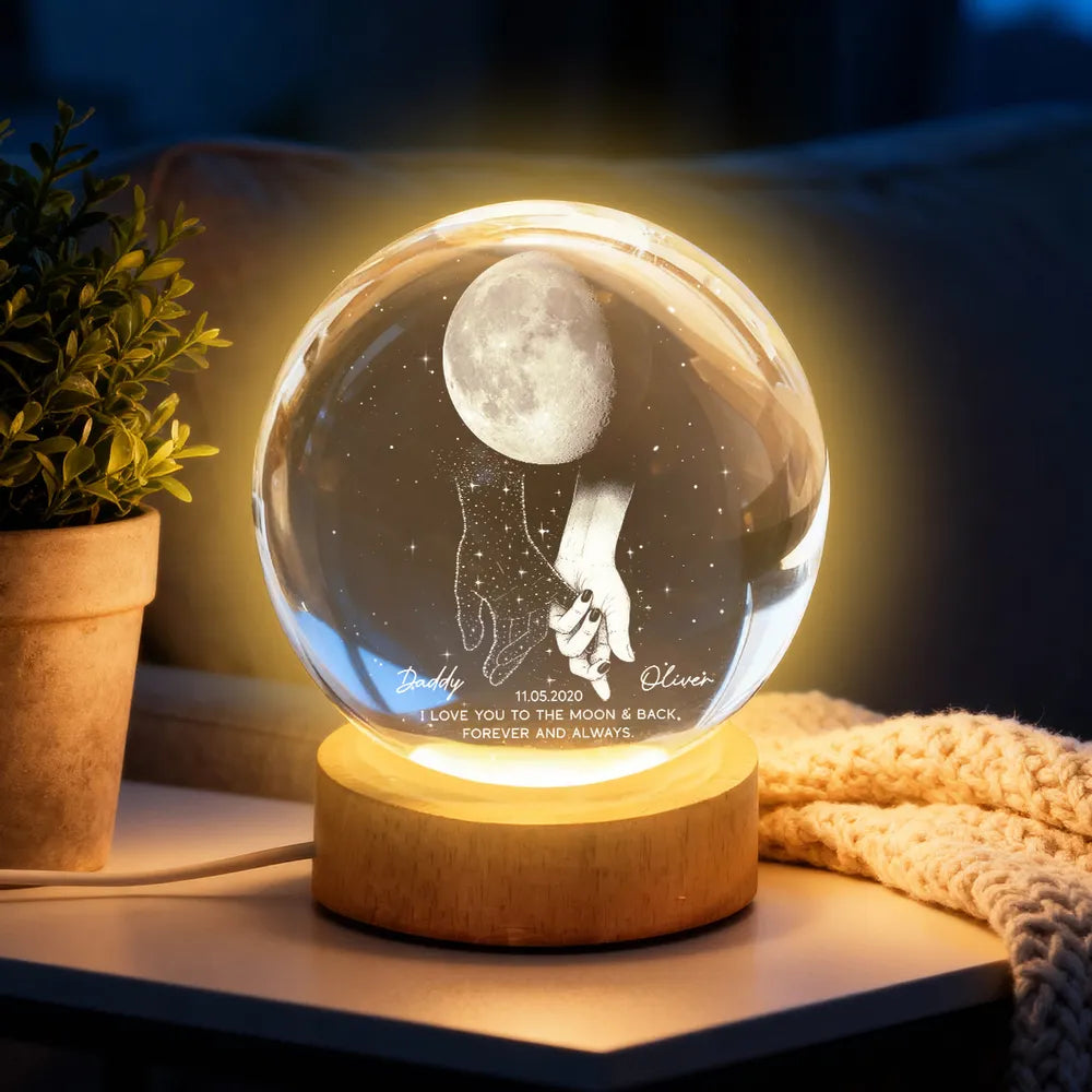 Personalized LED Moon Lamp for Dad and Child - Sentimental Gift Lamp MagicInPrints
