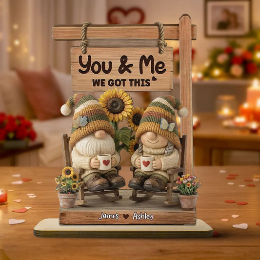 Personalized Gnome Couple Figurine for Couples with Custom Names - Romantic Home Decor Plaque MagicInPrints