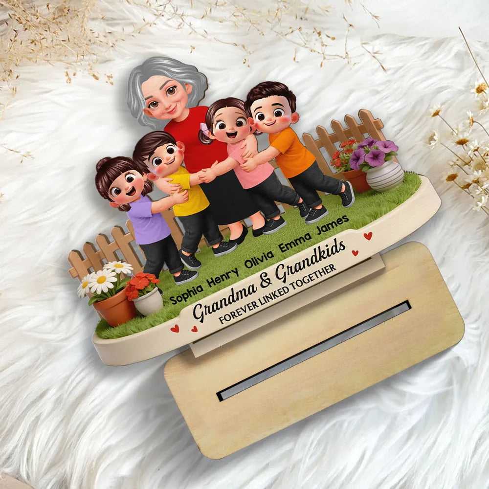 Personalized Family Figurine for Grandma - Custom Names & Characters Plaque MagicInPrints