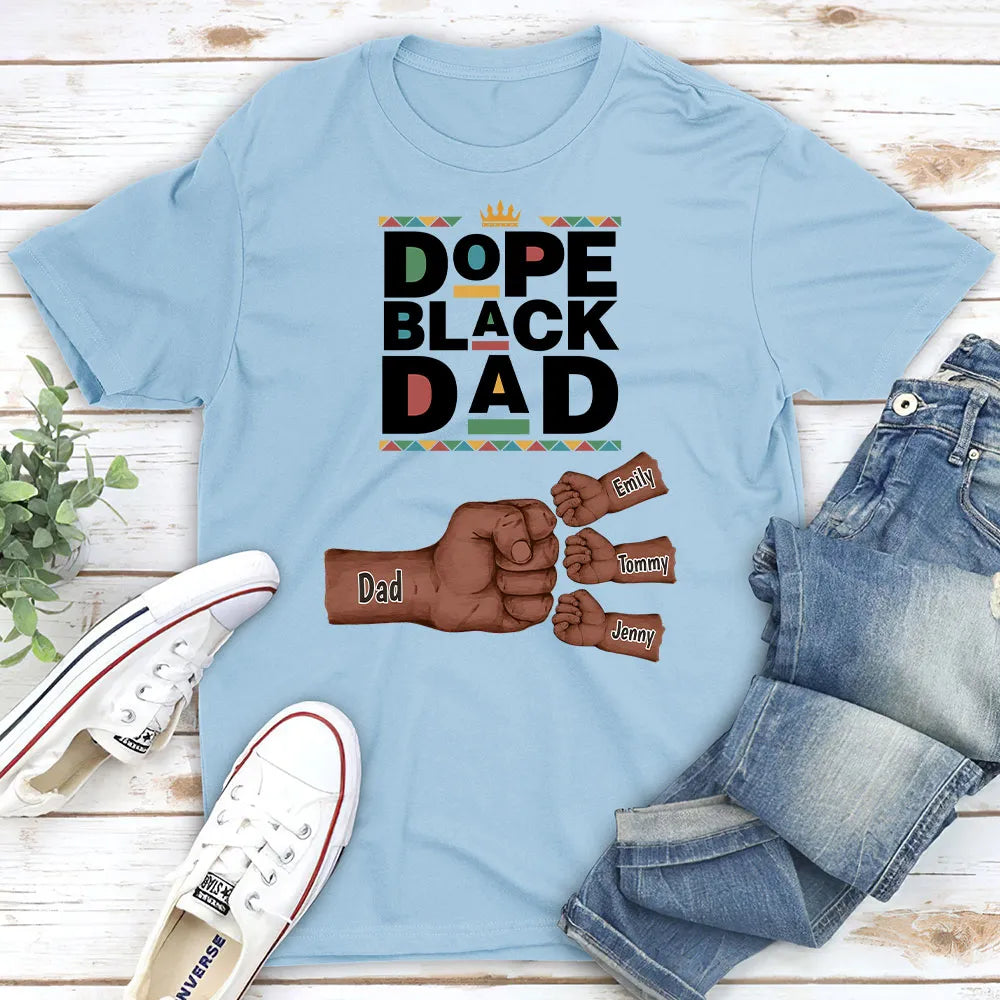 Personalized Dope Black Dad T-Shirt for Father's Day - Custom Names Cloth MagicInPrints