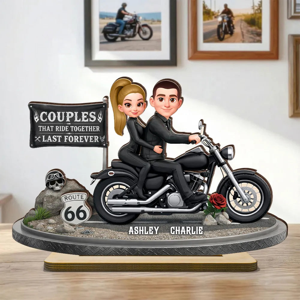 Custom Motorcycle Couple Figurine for Bikers - Romantic Gift Plaque MagicInPrints