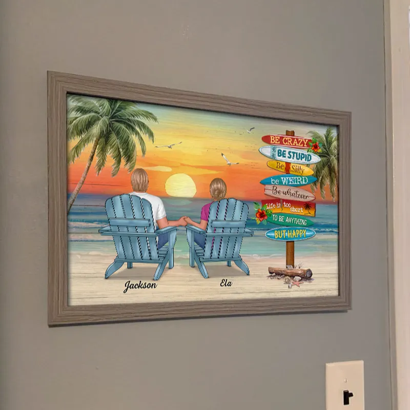 Personalized Couple Beach Sunset Canvas Art - Romantic Home Decor Poster or Canvas MagicInPrints