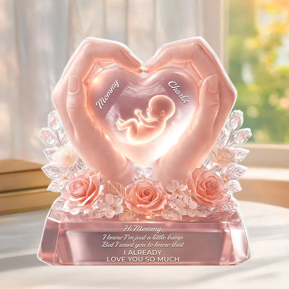 Personalized Heart-Shaped LED Keepsake for Expecting Mothers - Sentimental Baby Gift Plaque MagicInPrints