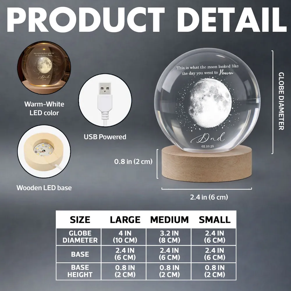 Personalized Moon Lamp Memorial Gift for Dad - Sentimental Keepsake Lamp MagicInPrints