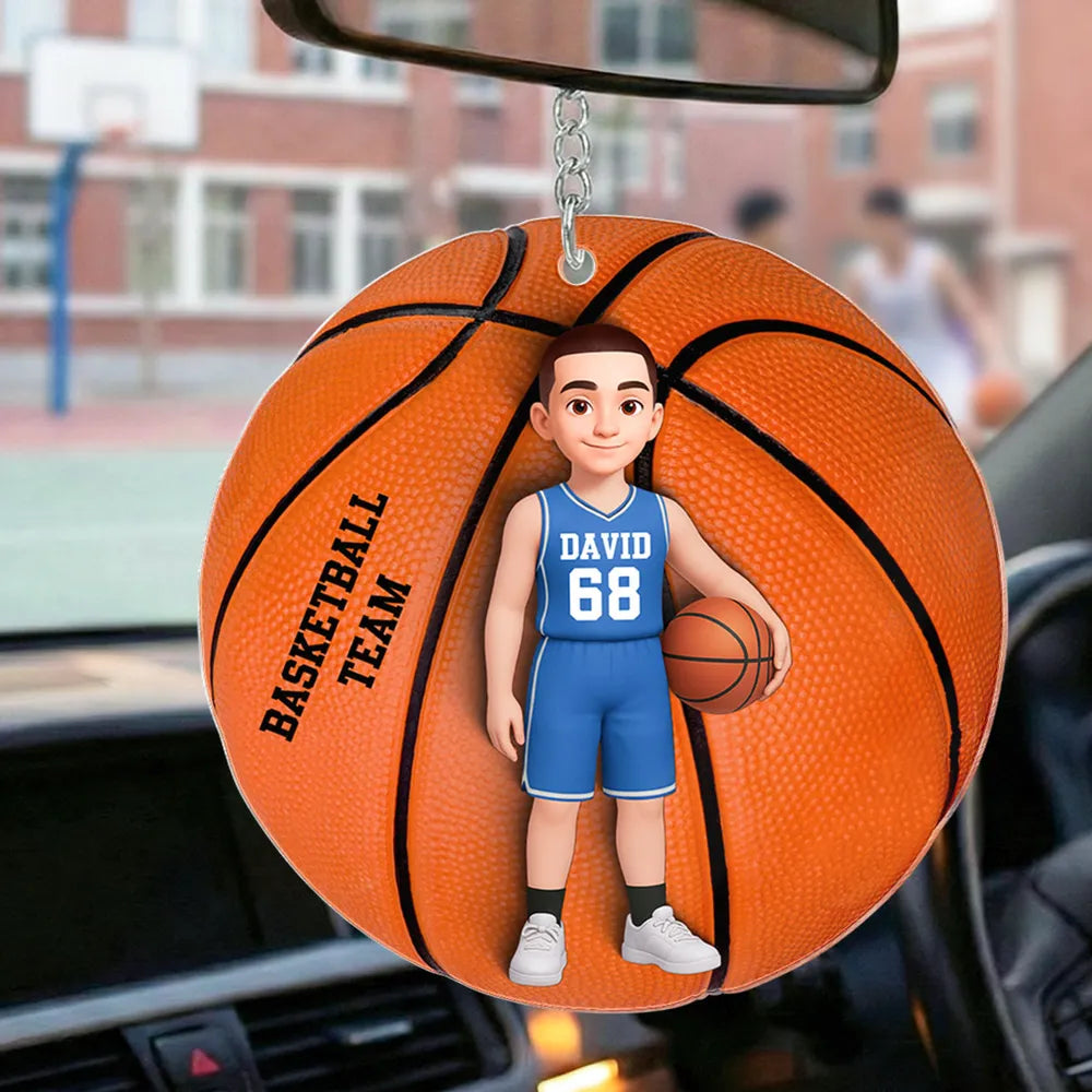 Custom Basketball Team Keychain for Kids - Personalized Sports Gift Keychain MagicInPrints
