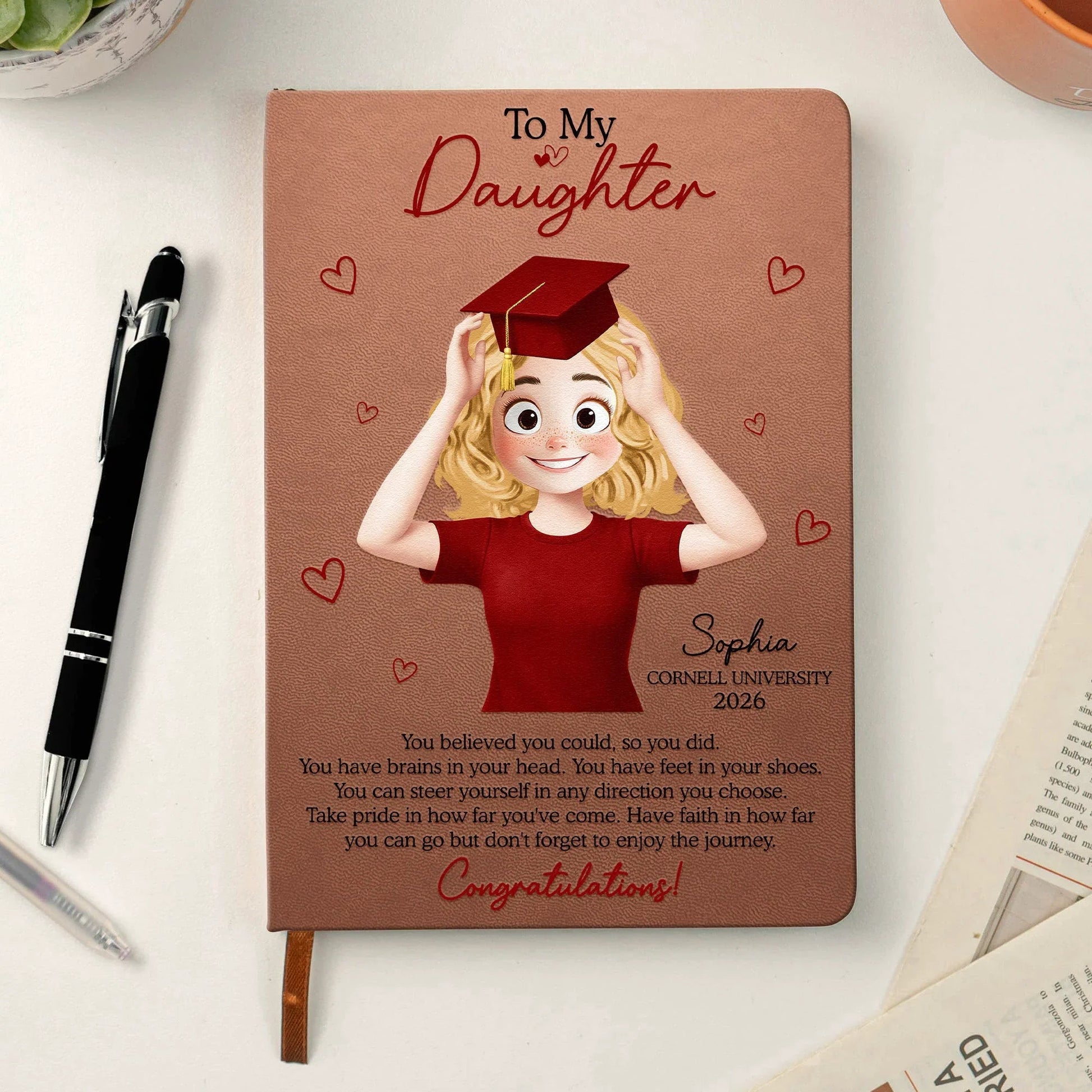 Personalized Graduation Journal for Daughter - Inspirational Gift Stationery MagicInPrints