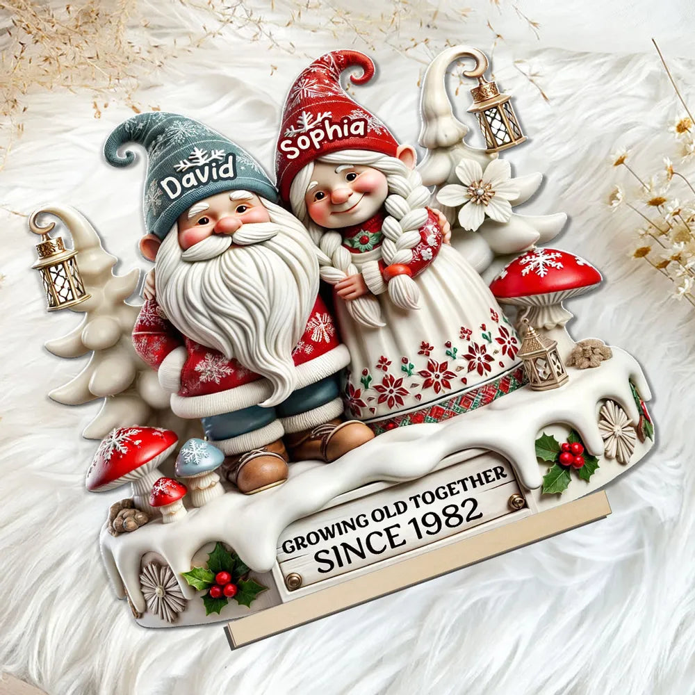 Personalized Gnome Couple Figurine for Couples - Anniversary Gift Plaque MagicInPrints