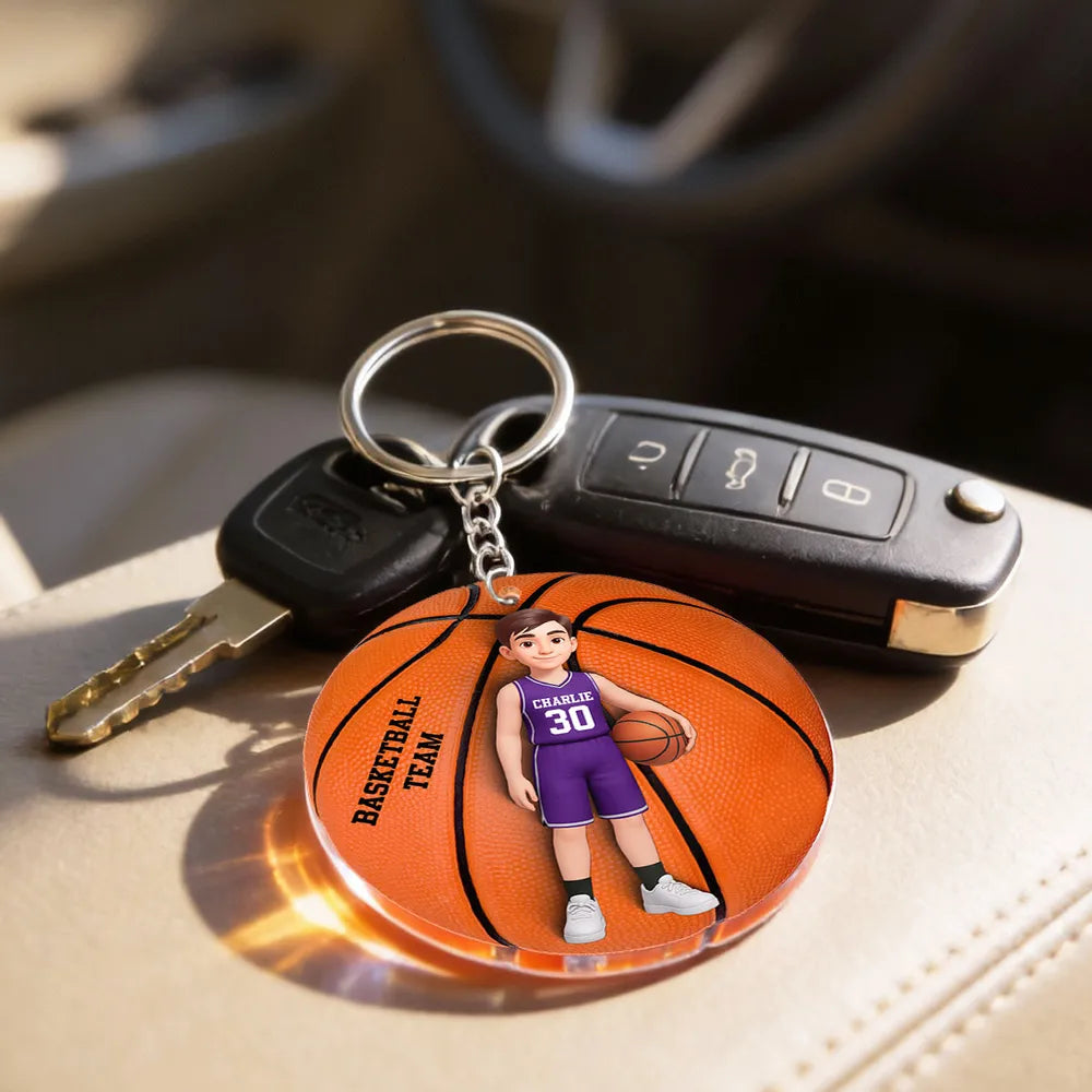 Custom Basketball Team Keychain for Kids - Personalized Sports Gift Keychain MagicInPrints