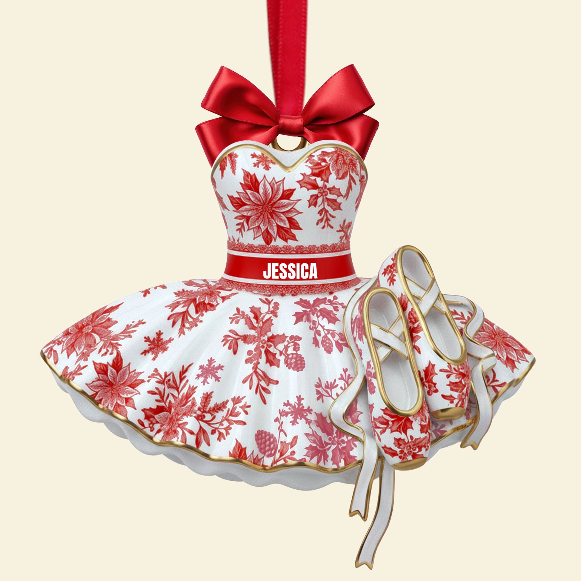 Dance of Joy - Personalized Blooming Ballet Dress Ornament Ornament MagicInPrints