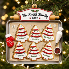 Load image into Gallery viewer, Personalized Wooden Family Tree Ornament Red Green Gift
