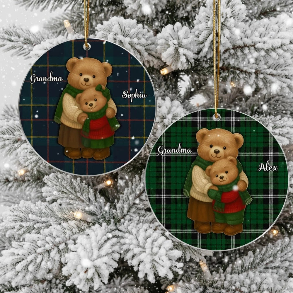 Personalized Bear Family Christmas Ornament for Grandma - Holiday Gift Ornament MagicInPrints