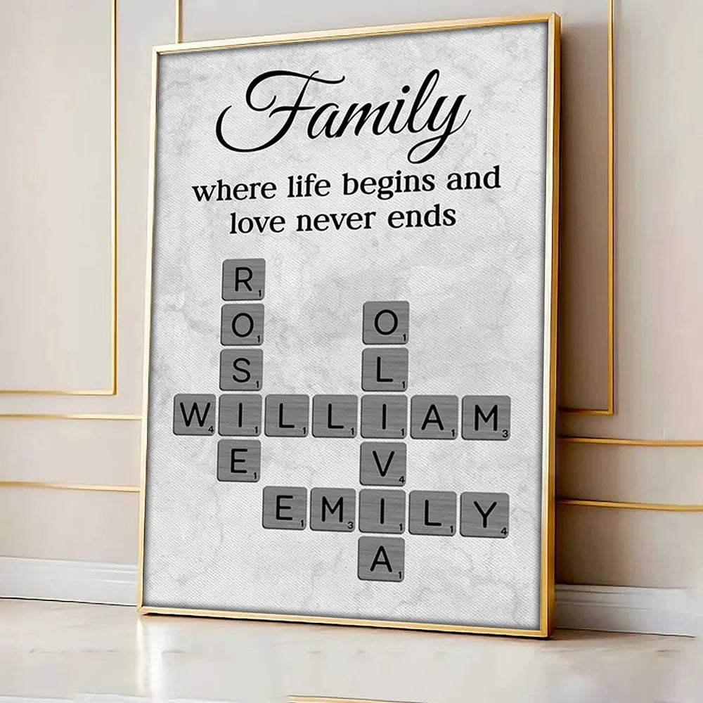 Personalized Family Name Crossword Wall Art for Home Decor - Sentimental Gift Poster or Canvas MagicInPrints