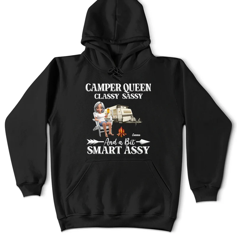 Personalized Women's Camping T-Shirt - Camper Queen Humor Cloth MagicInPrints