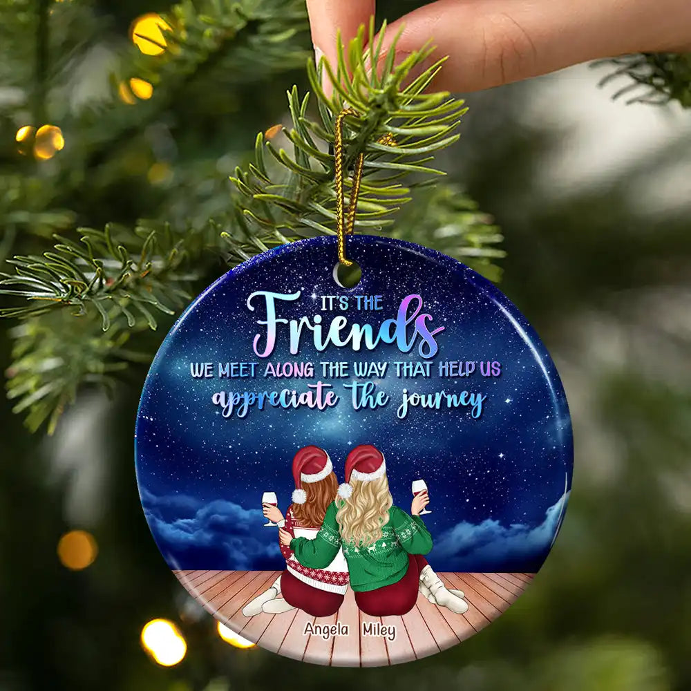 Celebrate Friendship Through Every Adventure – Personalized Ceramic Ornament – Gift for Friends Ceramic Ornament MagicInPrints