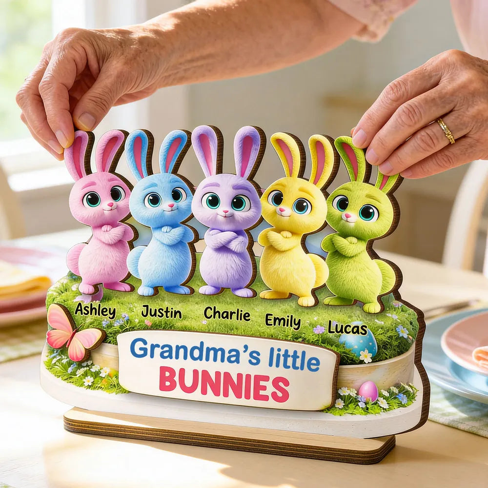 Personalized Bunny Family Figurine for Grandma - Easter Gift Plaque MagicInPrints