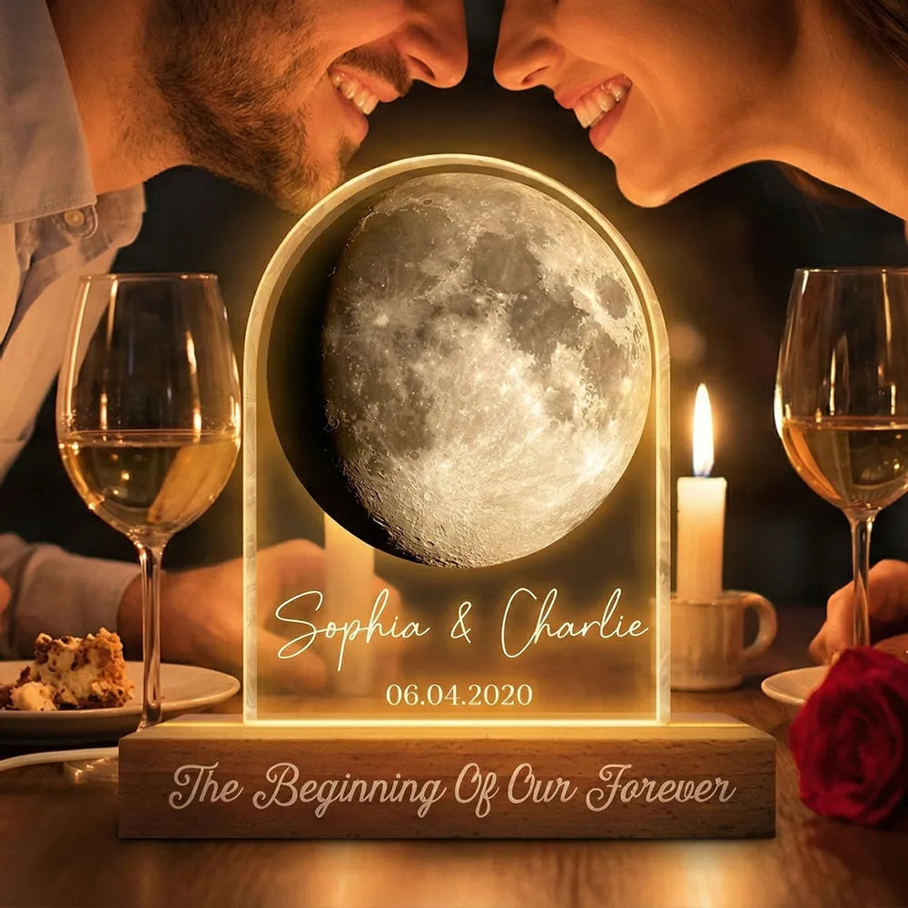 Personalized Moon Lamp for Couples - Romantic Anniversary Gift Plaque MagicInPrints