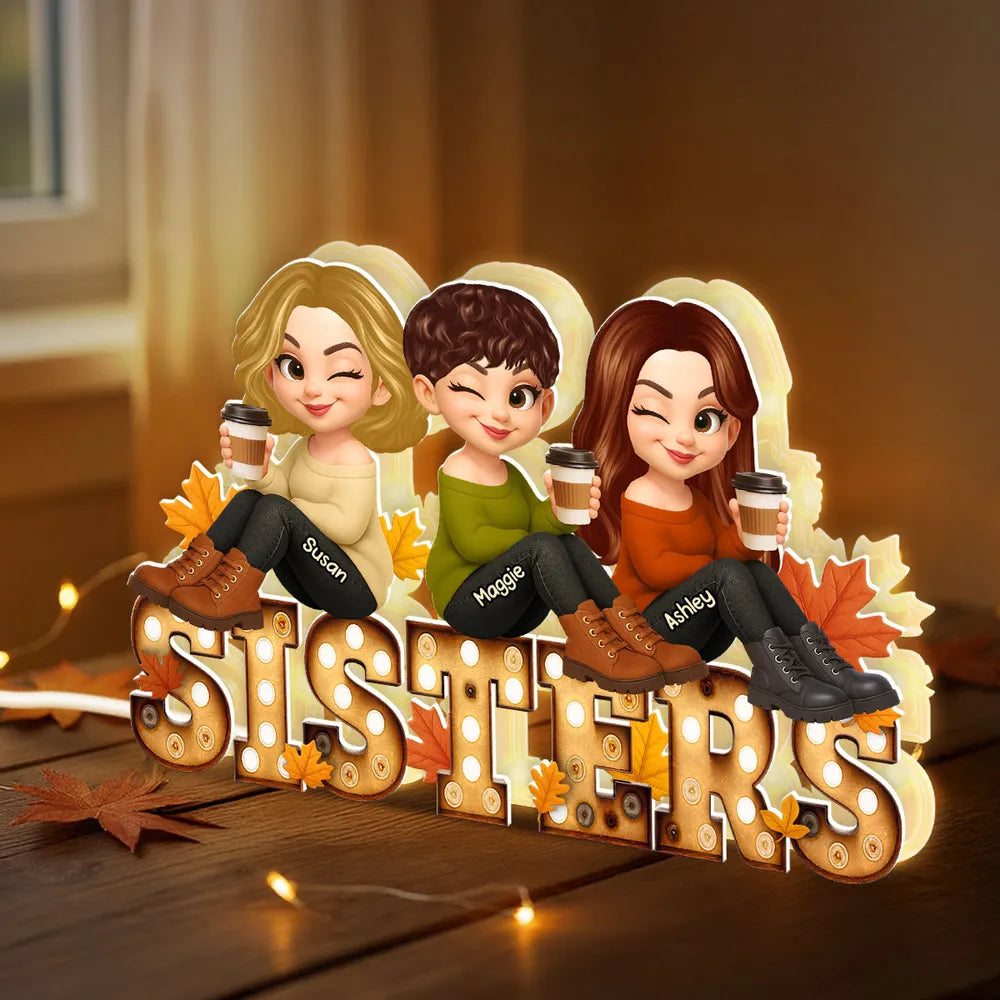 Personalized Best Friends LED Sign for Girls - Cozy Fall Decor Plaque MagicInPrints