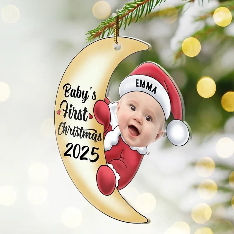 Personalized Baby's First Christmas Ornament 2025 - Custom Photo Keepsake Ornament MagicInPrints