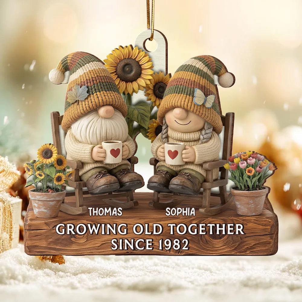 Personalized Gnome Couple Ornament for Seniors - Anniversary Gift Ornament MagicInPrints